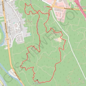 Trace GPS Le Rocher Vert à Nemours, itinéraire, parcours