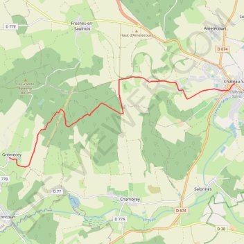 Trace GPS GR5 vers Sallones variante par Château salins, itinéraire, parcours
