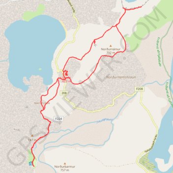 Trace GPS Volcan Stutur - Lac Ljotipollur, itinéraire, parcours