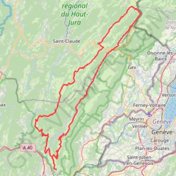 Trace GPS Bellegarde - Mijoux - Lamoura - Giron - Bellegarde, itinéraire, parcours