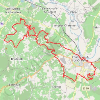 Trace GPS Chateauneuf/Charente 42 kms, itinéraire, parcours