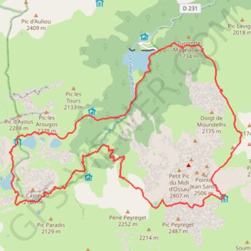 Trace GPS Lacs d'Ayous et tour de l'Ossau - Bious-Artigues, itinéraire, parcours