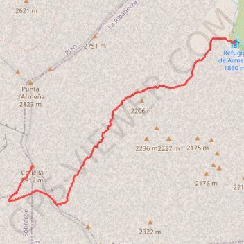 Trace GPS Cotiella - Refuge Armeña, itinéraire, parcours
