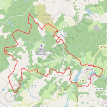 Trace GPS De landes en forêts - Meuzac, itinéraire, parcours