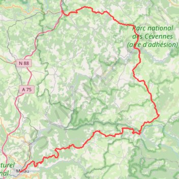 Trace GPS Millau - La Canourgue, itinéraire, parcours