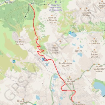 Trace GPS Pic de Néouvielle depuis la Glère, itinéraire, parcours