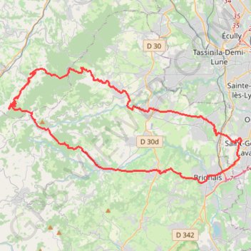 Trace GPS Mont du lyonnais, itinéraire, parcours