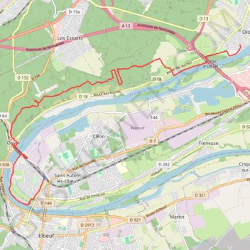 Trace GPS De Gare à Gare Oissel-Saint Aubin, itinéraire, parcours