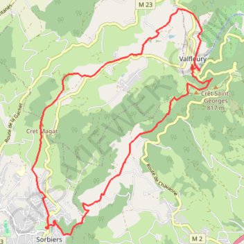 Trace GPS Valfleury - Sorbiers - Valfleury, itinéraire, parcours