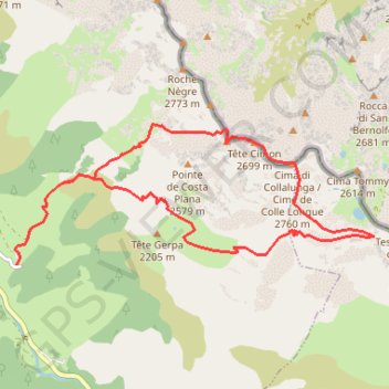 Trace GPS Cime de Collelongue, depuis Douans, itinéraire, parcours
