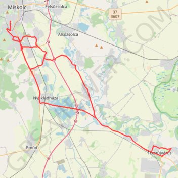 Trace GPS Miskolc, itinéraire, parcours