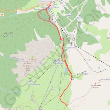 Trace GPS Montgenevre - Cabane des Douaniers, itinéraire, parcours