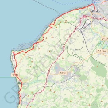 Trace GPS Le littoral de Calais à Wimereux, itinéraire, parcours