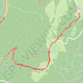 Trace GPS Montagne de Loëx, des Paquets aux Bonnaz, itinéraire, parcours