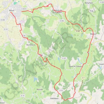 Trace GPS VTT en Toscane d'Auvergne : Sud-Est par Isserteaux, itinéraire, parcours