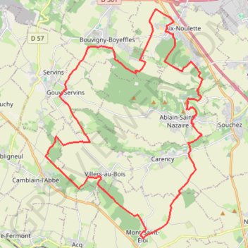 Trace GPS Les collines de l'Artois, itinéraire, parcours
