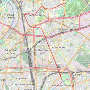 Trace GPS Paris - Parc Georges Valbon, itinéraire, parcours