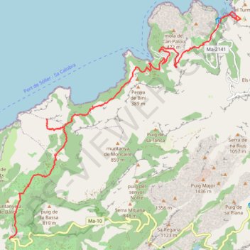 Trace GPS Port de Sóller - Sa Calobra, itinéraire, parcours