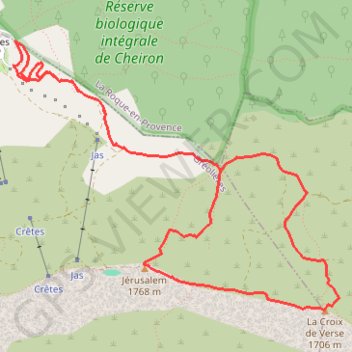 Trace GPS Cheiron - Croix de Verse et Jérusalem, itinéraire, parcours
