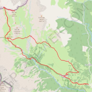 Trace GPS Petit Col de la Roue - Roc de Jany, itinéraire, parcours
