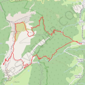 Trace GPS Granier par le Pas des Barres et de la Porte depuis Bellecombe (Chartreuse), itinéraire, parcours