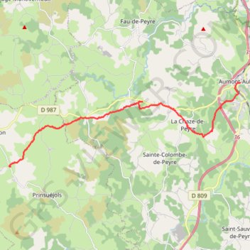 Trace GPS Tour des Monts d'Aubrac - De la ferme des Gentianes (Finieyrols) à Aumont-Aubrac, itinéraire, parcours