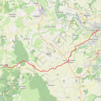 Trace GPS Puy-en-Velay - Saint-Privat-d'Allier - Chemin de Compostelle, itinéraire, parcours