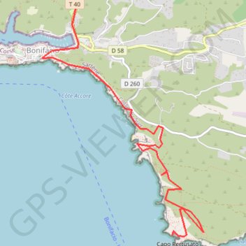 Trace GPS Corse, Bonifacio, Capo Pertusato, itinéraire, parcours