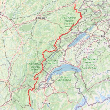 Trace GPS GTJ - La Grande Traversée du Jura, itinéraire, parcours