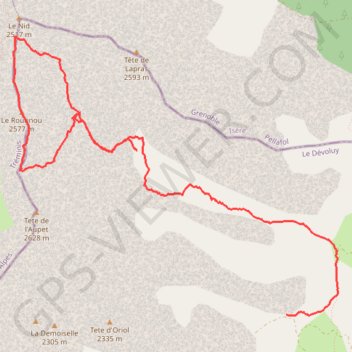 Trace GPS Crête du Rougnou - Devoluy, itinéraire, parcours