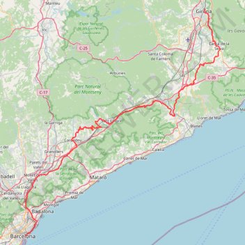 Trace GPS Gravel Cyclocat Barcelona-Girona, itinéraire, parcours