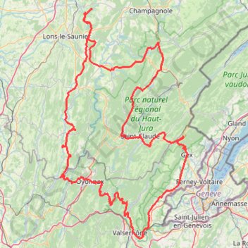 Trace GPS Virée à travers le Jura, itinéraire, parcours