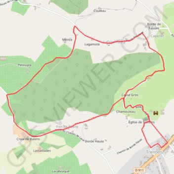 Trace GPS La balade du coteau de Trentels - Pays de la vallée du Lot, itinéraire, parcours