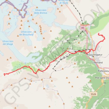Trace GPS 3ème étape du Tour du Mont Blanc, itinéraire, parcours