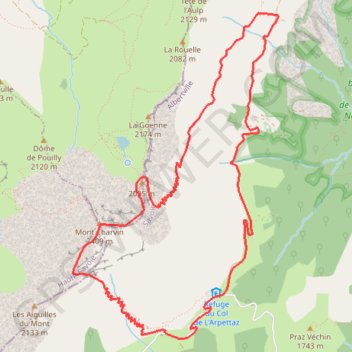 Trace GPS Mont Charvin, en boucle par l'arête Sud, itinéraire, parcours