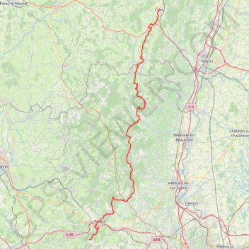 Trace GPS Cluny - Affoux, itinéraire, parcours