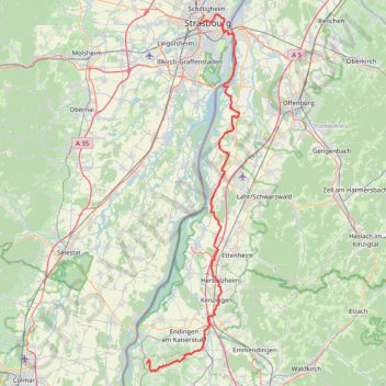 Trace GPS Strasbourg-Vogsburg, itinéraire, parcours