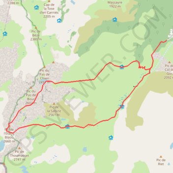 Trace GPS Pic de l'Étang Blaou par Quioulès et Mille Roques, itinéraire, parcours