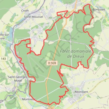 Trace GPS Tour de la Forêt domaniale de Dreux, itinéraire, parcours