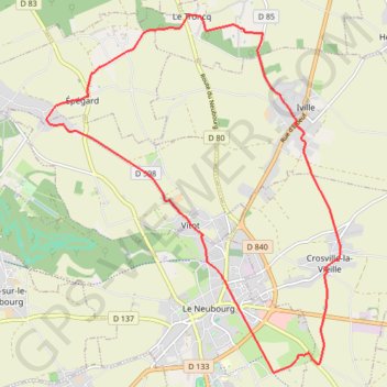 Trace GPS Boucle des Clochers - Le Neubourg, itinéraire, parcours