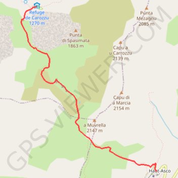 Trace GPS Du refuge de Carrozzu au refuge d'Ascu Stagnu, itinéraire, parcours
