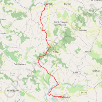 Trace GPS Randonnée Villeréal-Montflanquin, itinéraire, parcours
