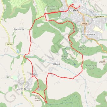 Trace GPS Tyndale from Dursley, itinéraire, parcours