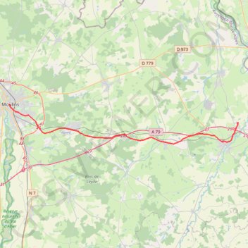 Trace GPS De l'Abbaye des Sept-Fonts à Moulins, itinéraire, parcours