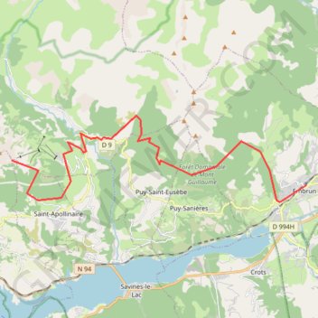 Trace GPS Chabrieres - Embrun, itinéraire, parcours