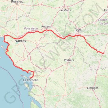 Trace GPS Châteauroux (36000), Indre, Centre-Val de Loire, France - La Rochelle (17000), Charente-Maritime, Nouvelle-Aquitaine, France, itinéraire, parcours
