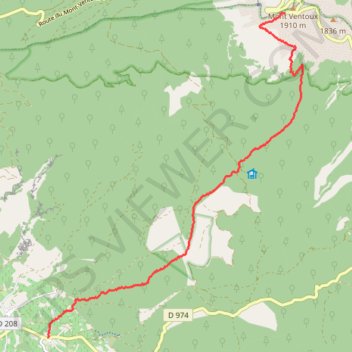 Trace GPS Montée du mont ventoux par Sainte colombe, itinéraire, parcours