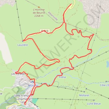 Trace GPS Col de la Madeleine - Télésiège du Frêne, itinéraire, parcours