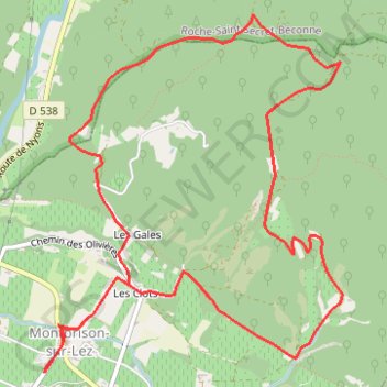 Trace GPS La Viale à Montbrison sur Lez, itinéraire, parcours