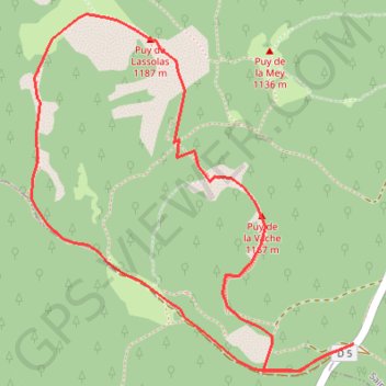Trace GPS Puy de la Vache et Puy de Lassolas, itinéraire, parcours